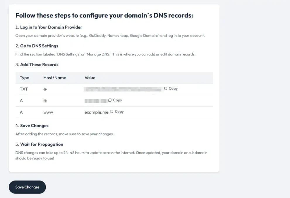 domain setting
