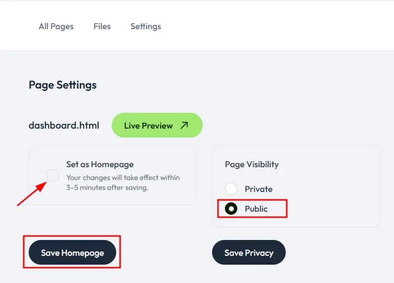 project settings
